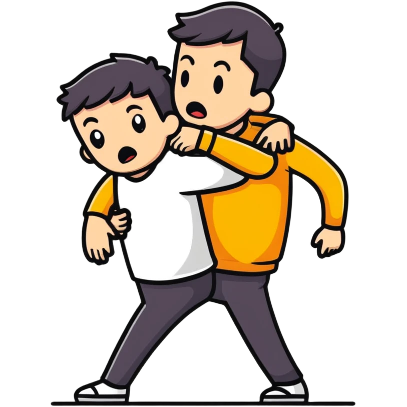 man with anxious attachment desperately holding onto someone with fearful expression not wanting to let go emoji
