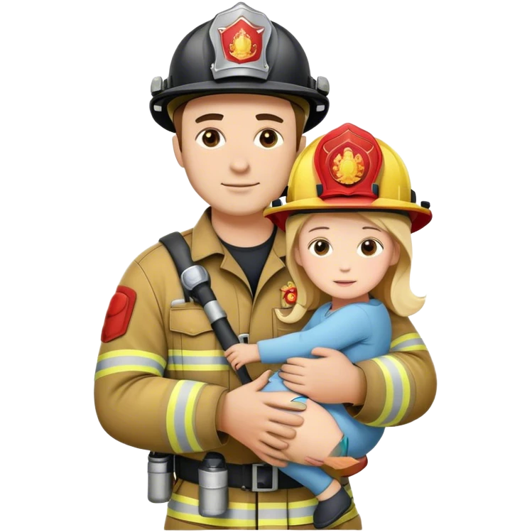 A firefighter which is carrying his daughter emoji