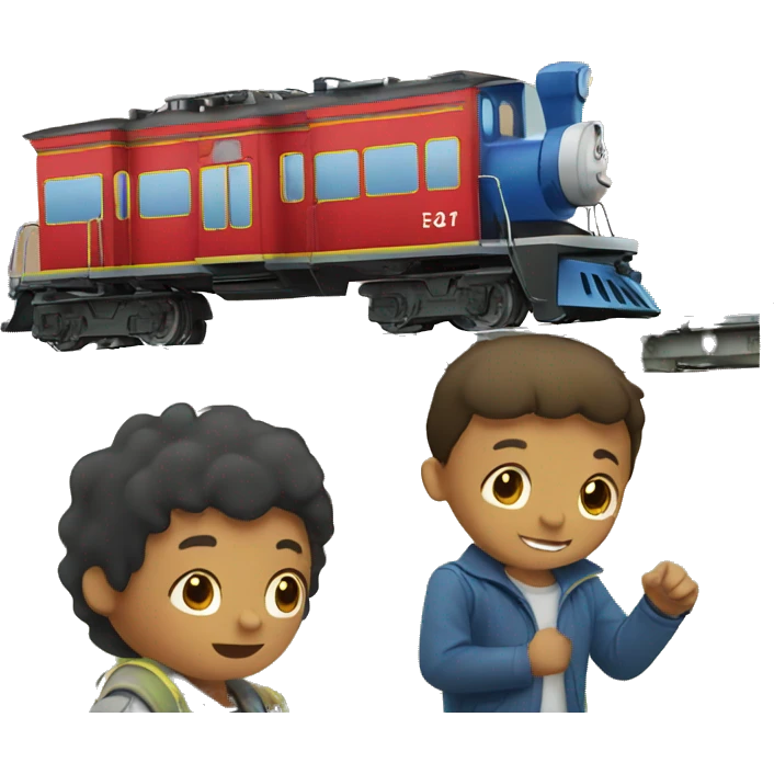 Train with two boys emoji