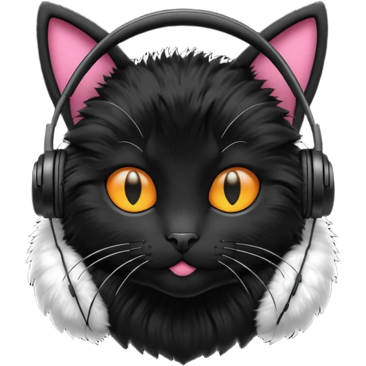 black cat wearing headphones emoji