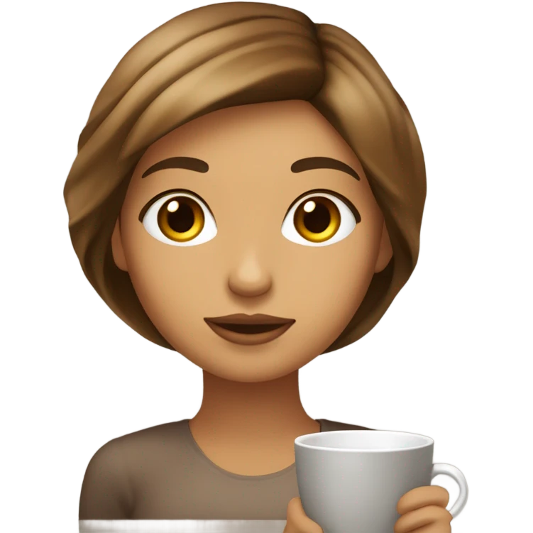 Chica de pelo corto café bebiendo un té emoji
