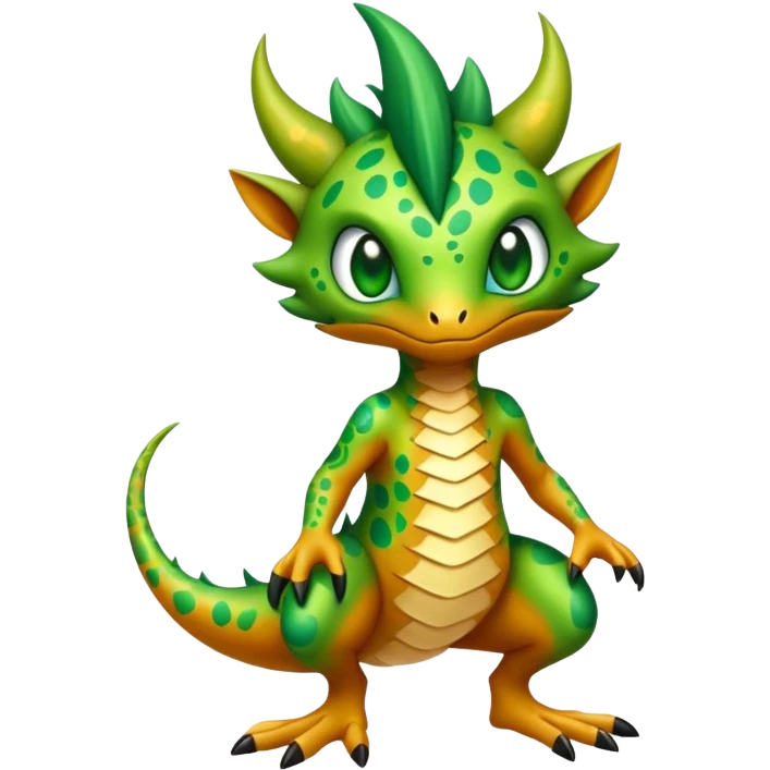 a colorful edgy vernid-fionbri-creature with splash patterns full body emoji