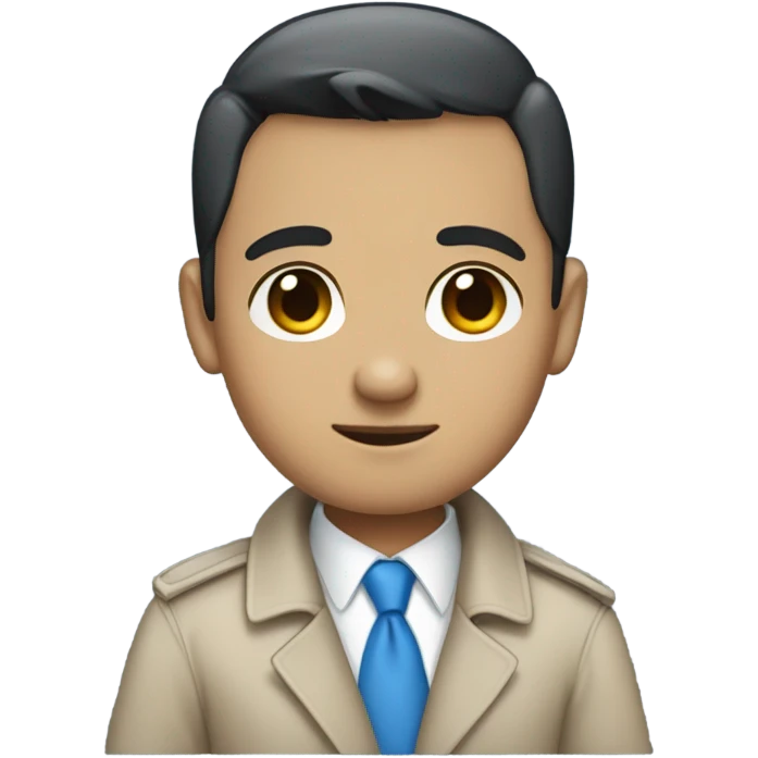 Angel that looks like a man with black short hair, a blue tie, a trenchcoat and blue eyes emoji