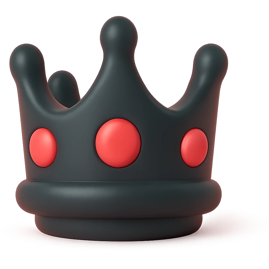realistic black crown with red gems emoji
