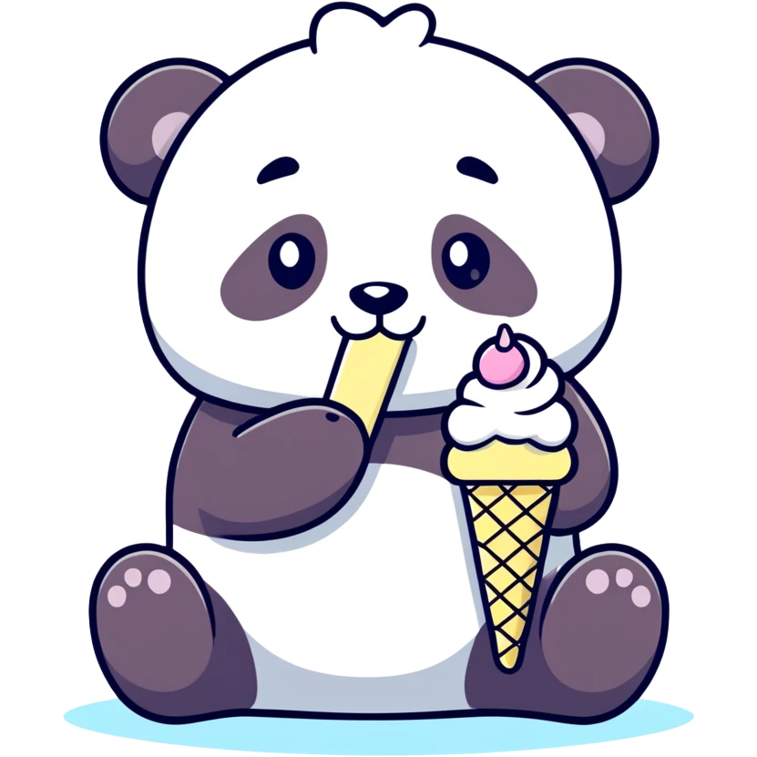 Panda eating ice cream emoji