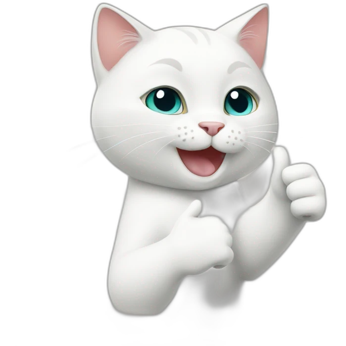 White cat gives a thumbs up emoji