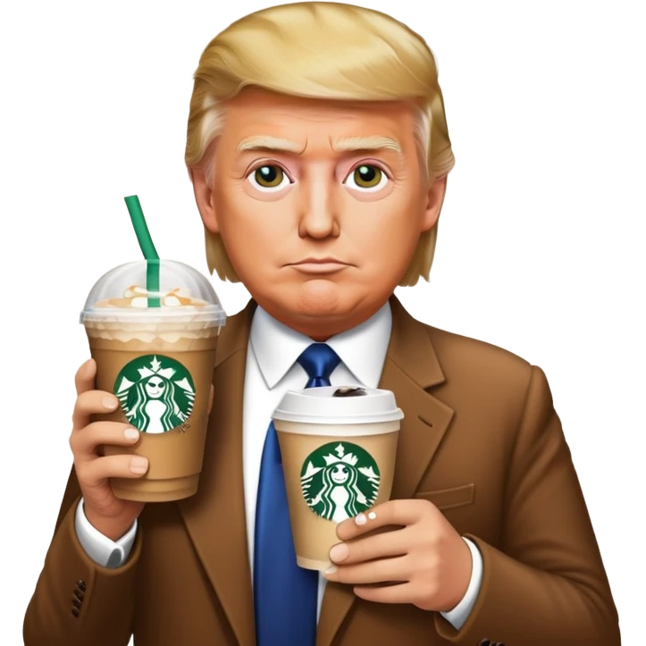 trump with stabucks drink emoji
