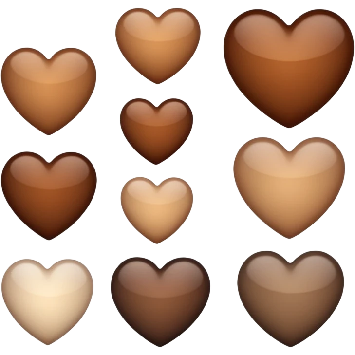 Neutral brown hearts from light to dark individual emoji