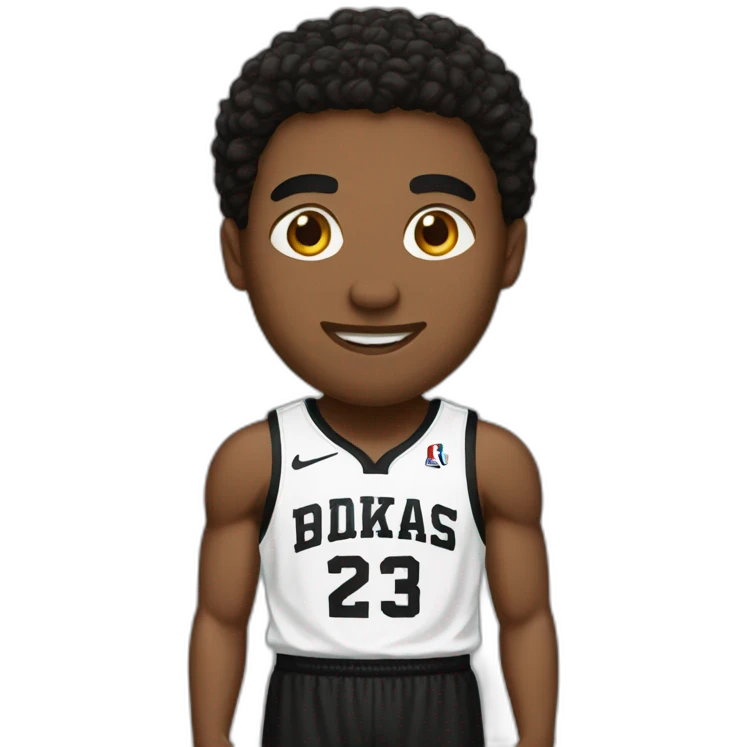A basketball player dressed in white and black jersey emoji