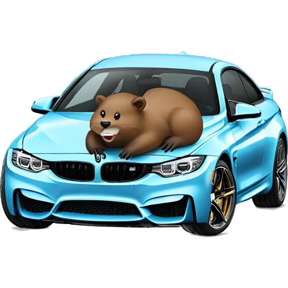 A beaver Driving a Yas marina blue BMW M4 emoji