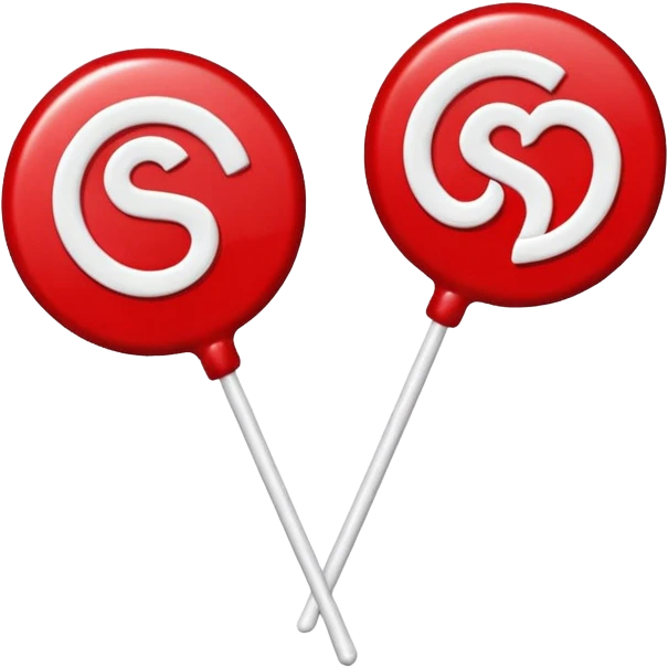 2 Christmas red lollipops with white "S" logo emoji