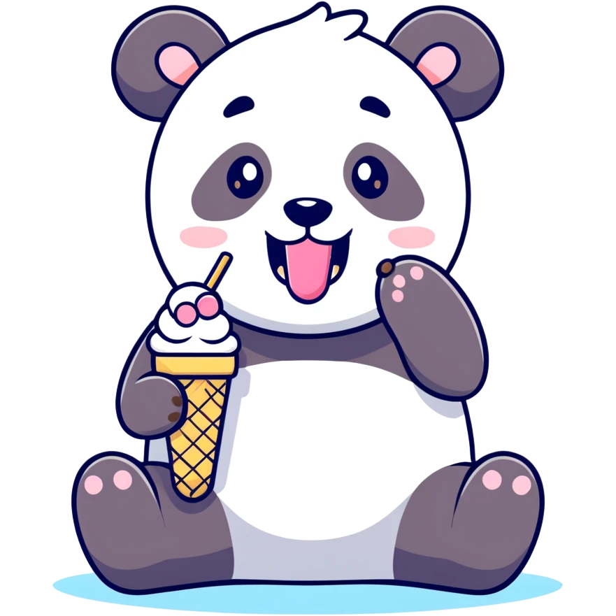 Panda eating ice cream emoji