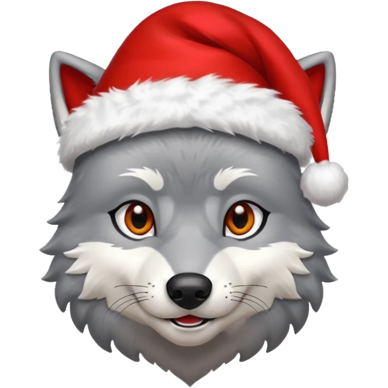 
wolf , Christmas hat  emoji