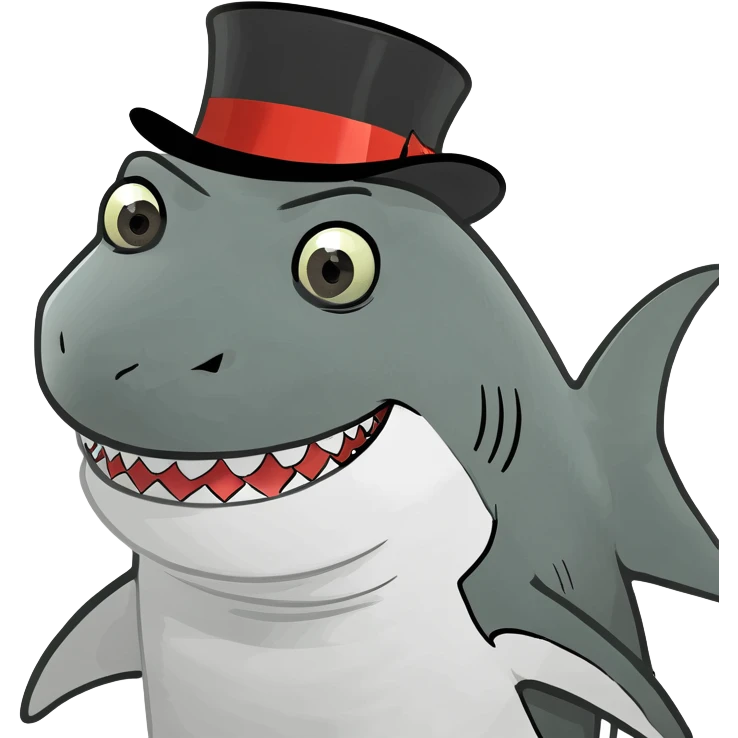 Shark with a top hat emoji