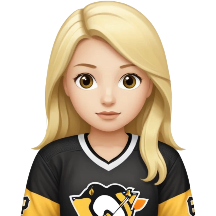Girl long hair blonde with hockey jersey pittburgh penguins emoji