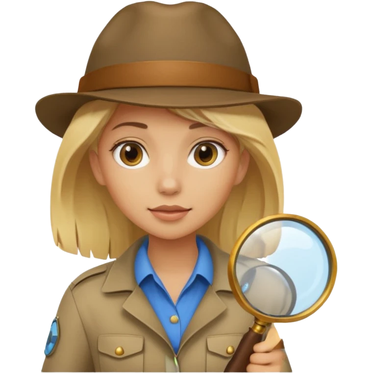 a young female explorer with magnifying glass emoji
