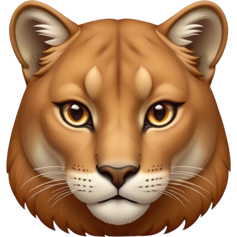 Cinematic Noble Cougar Portrait Emoji, Poised and regal, with a lithe, muscular build and a sleek, tawny Fur with subtle dark accents, deep-set soulful amber eyes, Simplified yet sharp and sophisticated features, highly detailed, glowing with a warm, dignified glow, high shine, intelligent and stealthy, stylized with an air of wild elegance, focused and attentive, soft glowing outline, capturing the essence of a watchful and confident predator, so majestic it feels as though it could silently pounce out of the screen with effortless authority! emoji