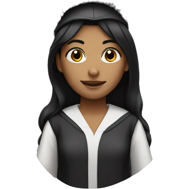 Female with black hair, black eye color who is an engineer with a graduation cap  emoji