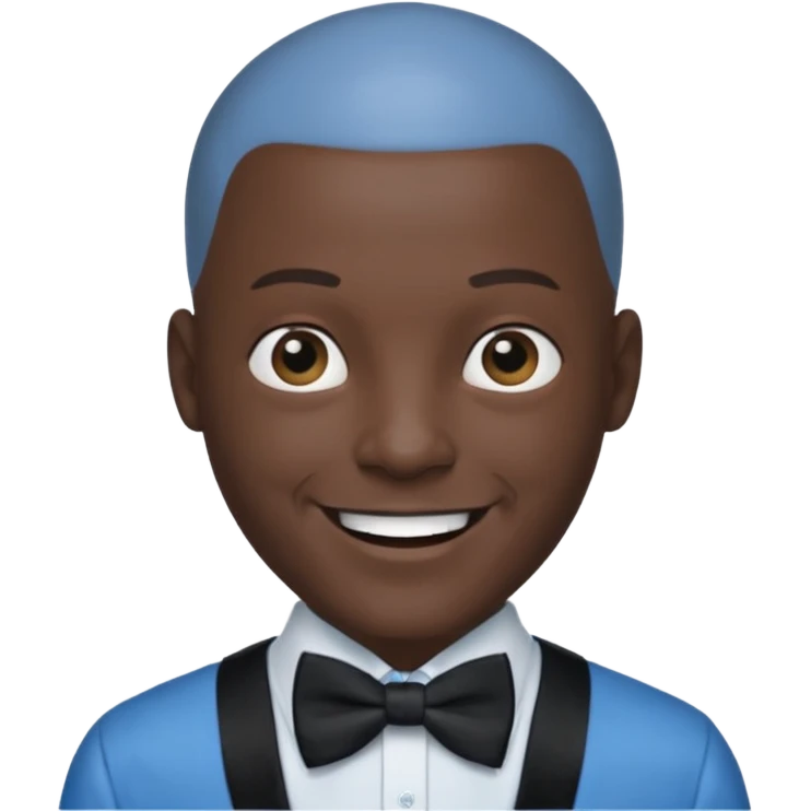 Bald with blue bow tie, black skin emoji