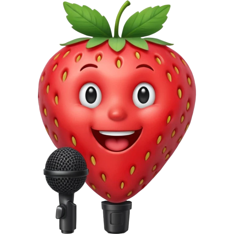 Singing Strawberry who is singing to a mic emoji
