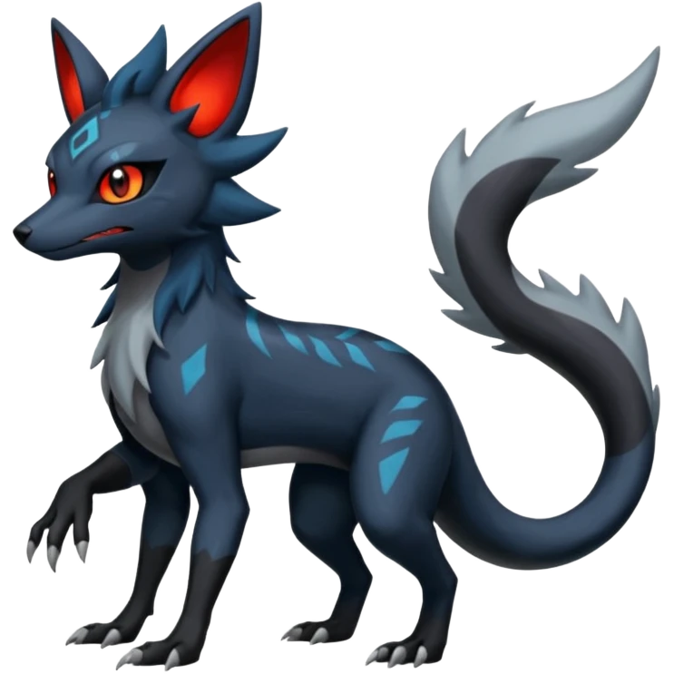 Salandit-Zorua-Nargacuga-Umbreon-Silvally-fusion (full body) emoji