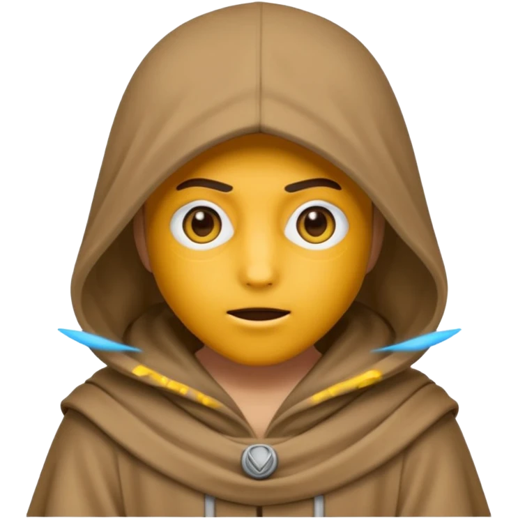 Jedi wearing hood emoji eyes covered by hood emoji