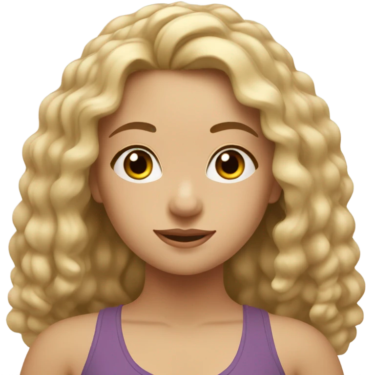 blonde, brown eyes, wavy hair girl yoga emoji