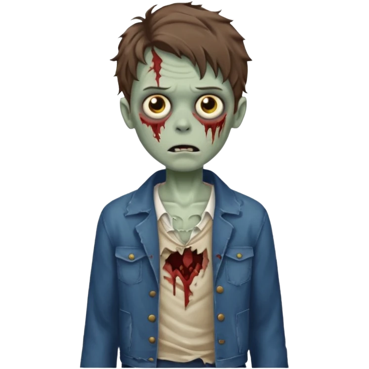zombie boy with wavy brown hair emoji