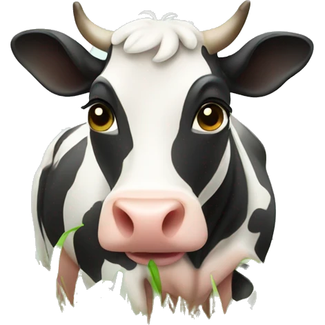 cute cow eating grass emoji