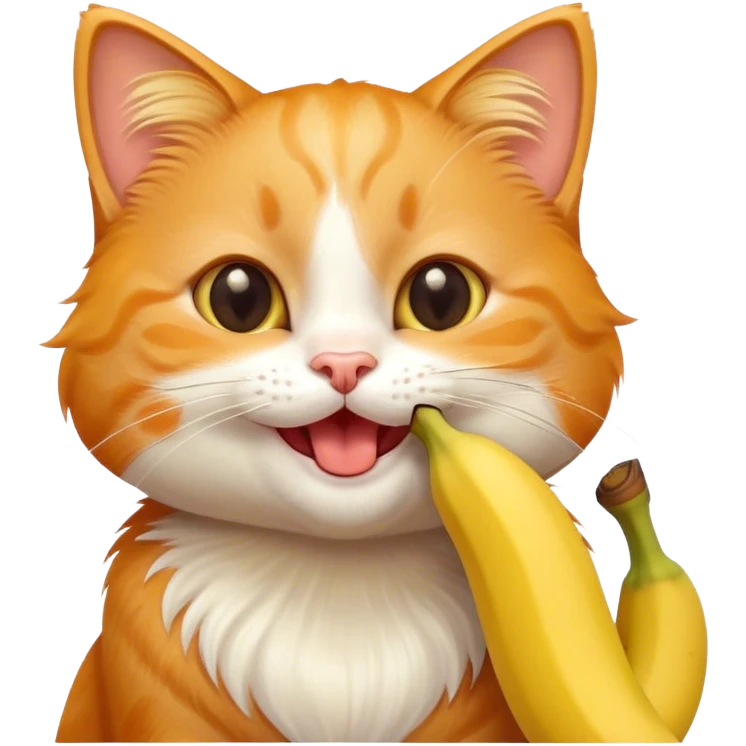 Happy cat eating banana emoji