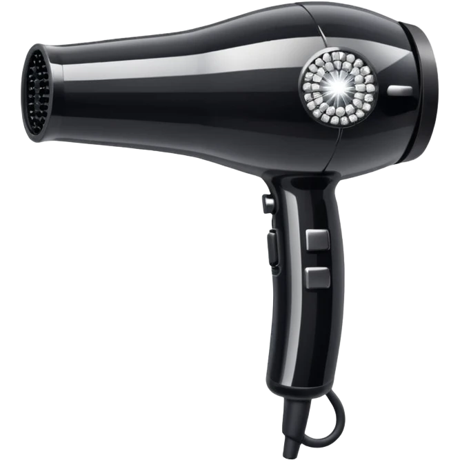 black blow dryer covered in diamonds emoji