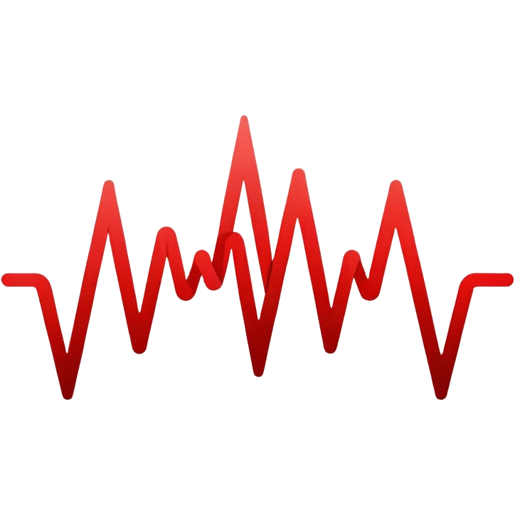 Eye-catching logo for MedSignal, red pulse cutting through geometric forms forming the letters ‘AI’, glowing red highlights with smooth, modern lines, clean white background, powerful and memorable for a tech-forward healthcare brand emoji