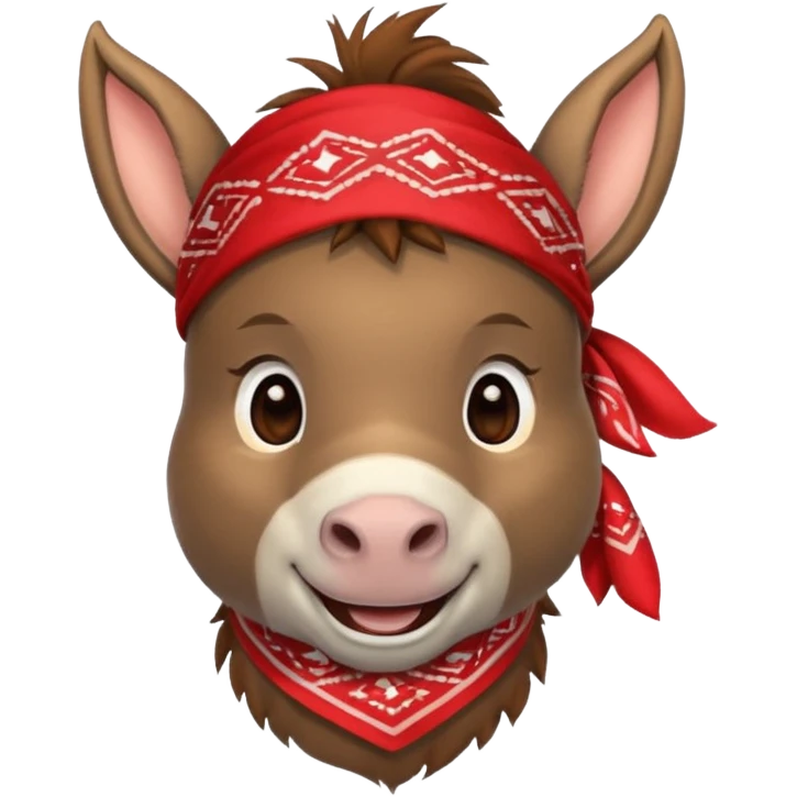 cute donkey with a red bandana emoji