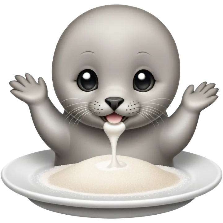 Baby seal smelling white salt powder on the playe and get hyped emoji