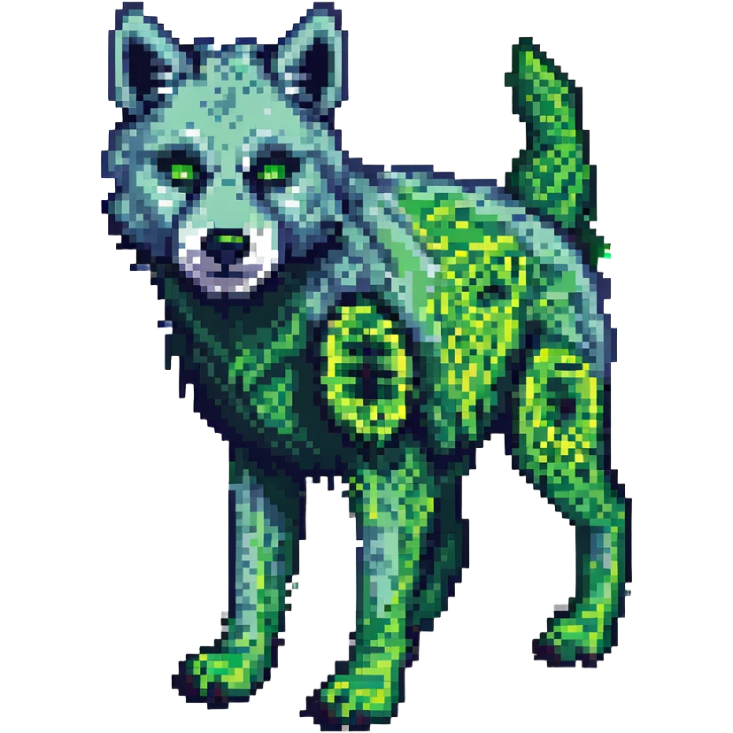 Minecraft style creeper, blocky, realistic texture, similar to provided wolf reference emoji