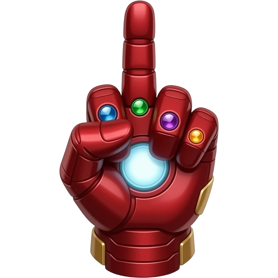 Iron man glove with the infinite stones and to the wrist in form of click fingers emoji