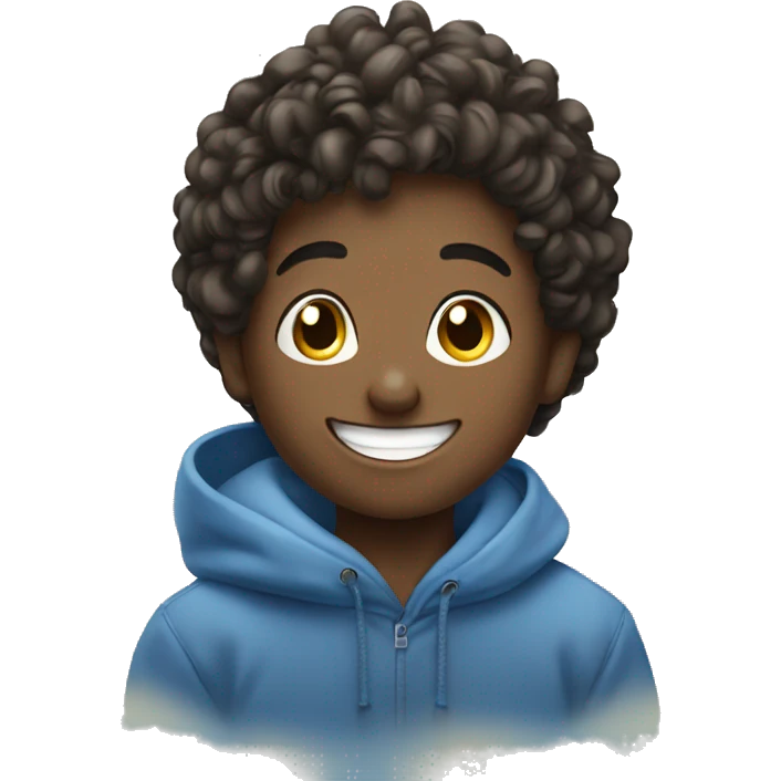 smiling boy under blue sky emoji