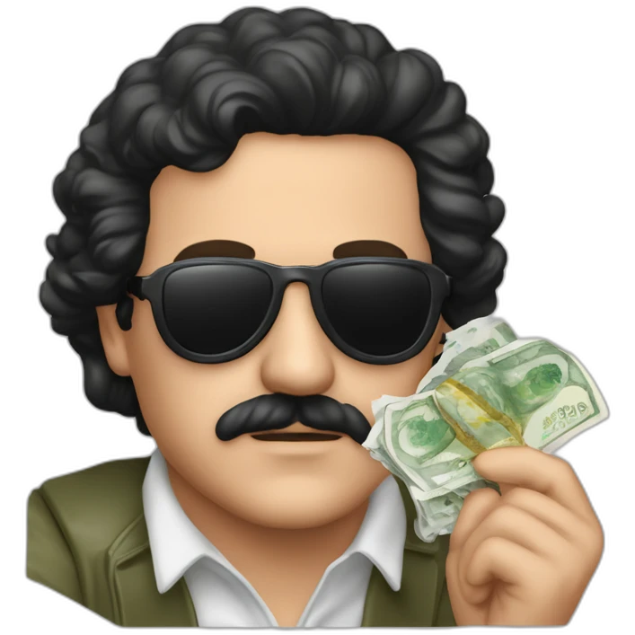 pablo escobar avec drapeau de la colombie des billets d'argent et des filles emoji