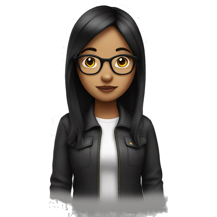 Girl with glasses black hair standing  emoji