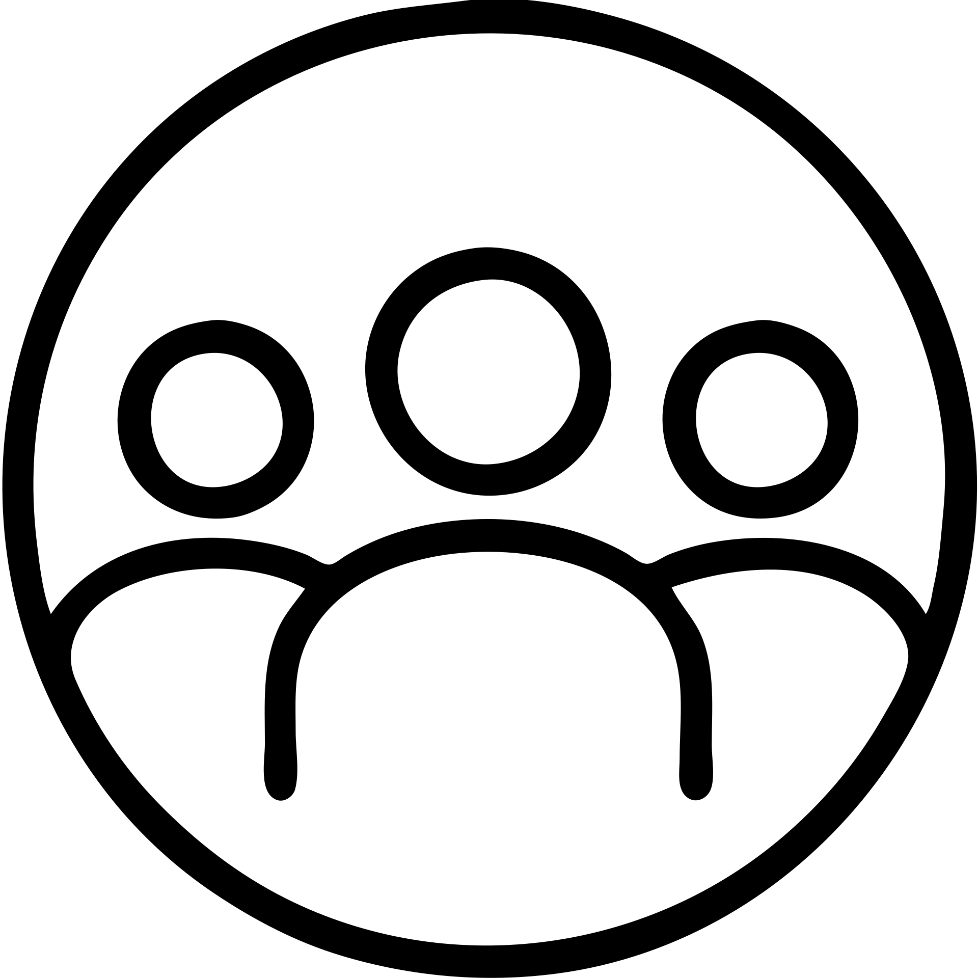 minimalist outline group logo with three figures in a circle emoji