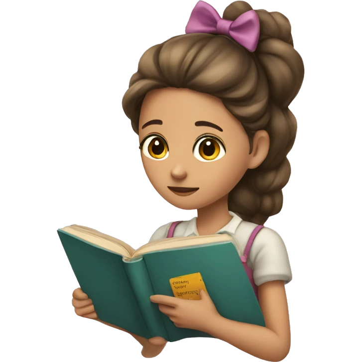 Girl with a bow reading a book emoji