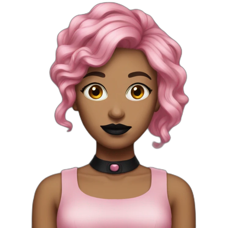 very-ugly-girl-pink-hair-and-black-lipstick emoji