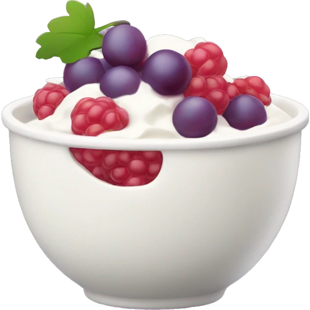 yoghurt bowl with grapes and raspberries  emoji