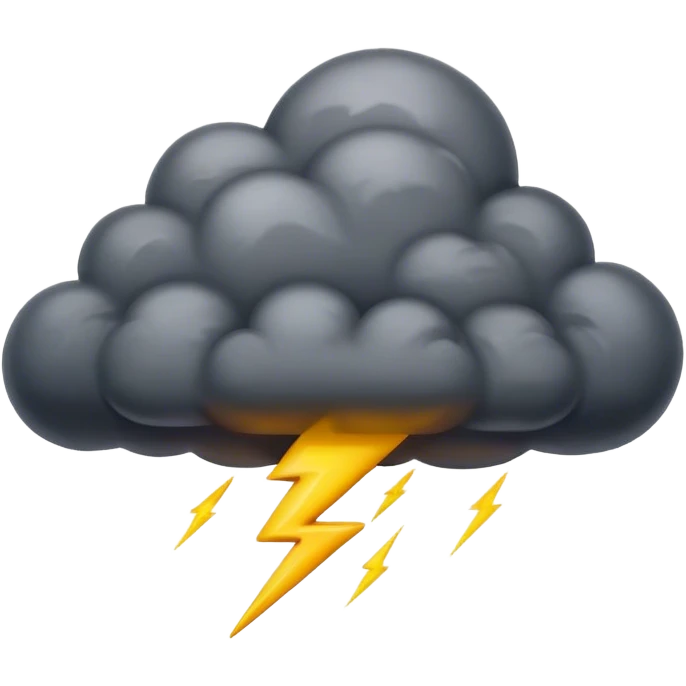  realistic emoji depicting a cloud with a thunderstorm emoji