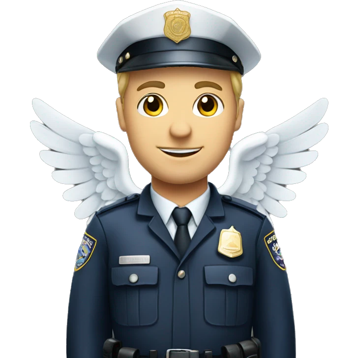 A White Police man with ANGEL WINGS emoji
