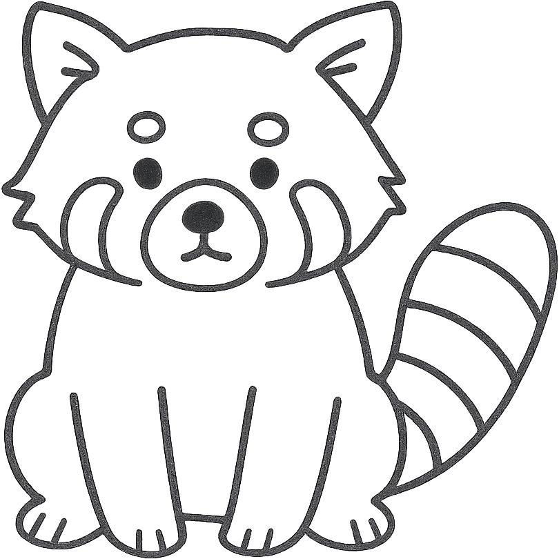 hand-drawn outlined red panda icon emoji