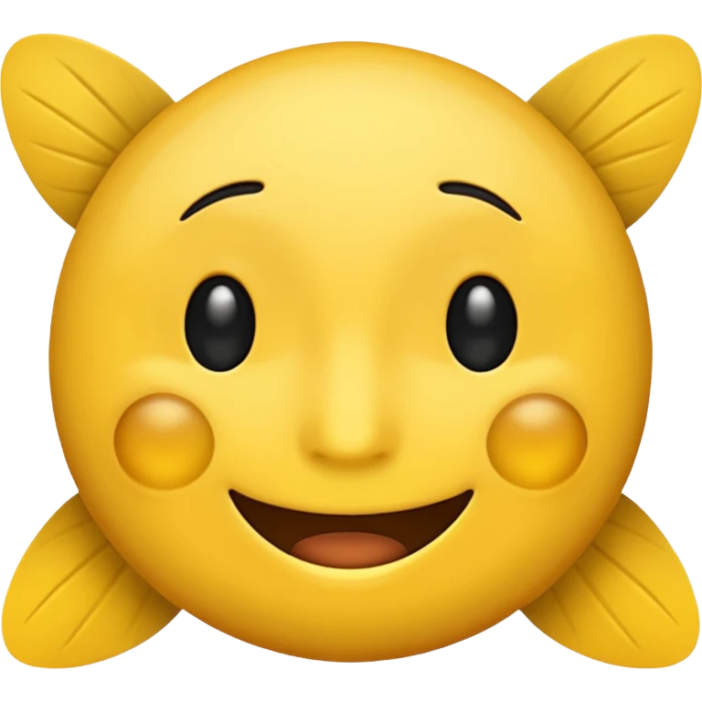 😊🥺 these emojis but with flies around it and its happy yellow face emoji black eyes like the 4th image but its cuter remove the nose make the eyes bigger and fully black and close its mouth make it smile emoji