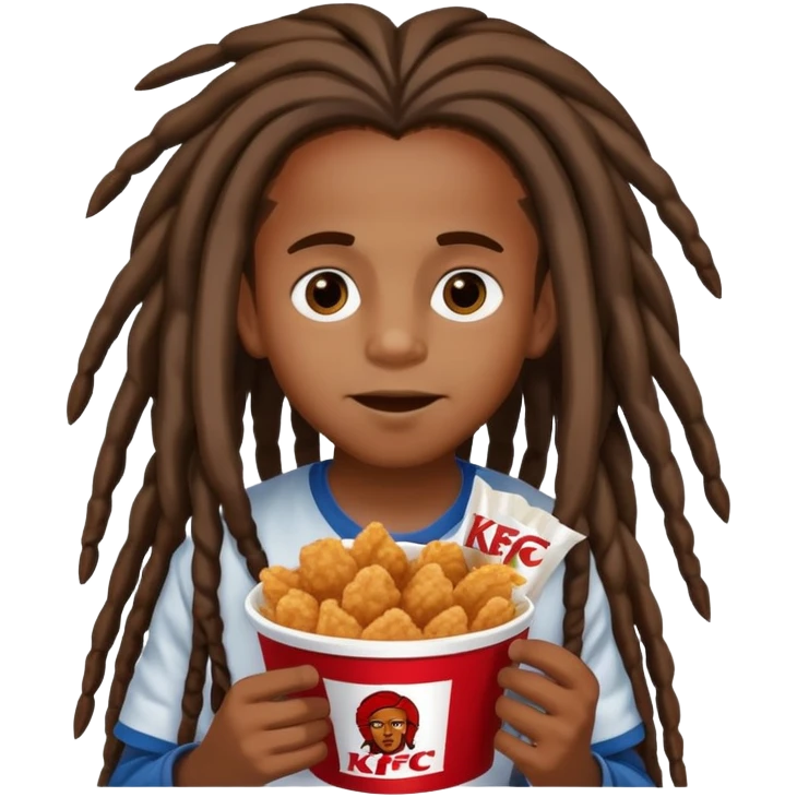 Black kid with long dreads eating kfc emoji