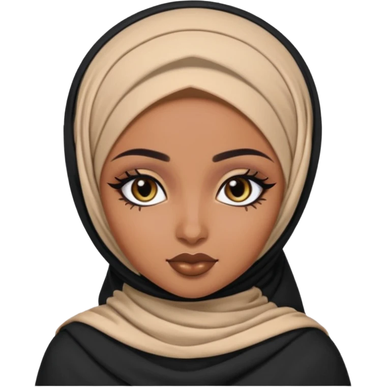 eritrea beauty, pretty bratz baddie, black eyeliner, hijabi emoji