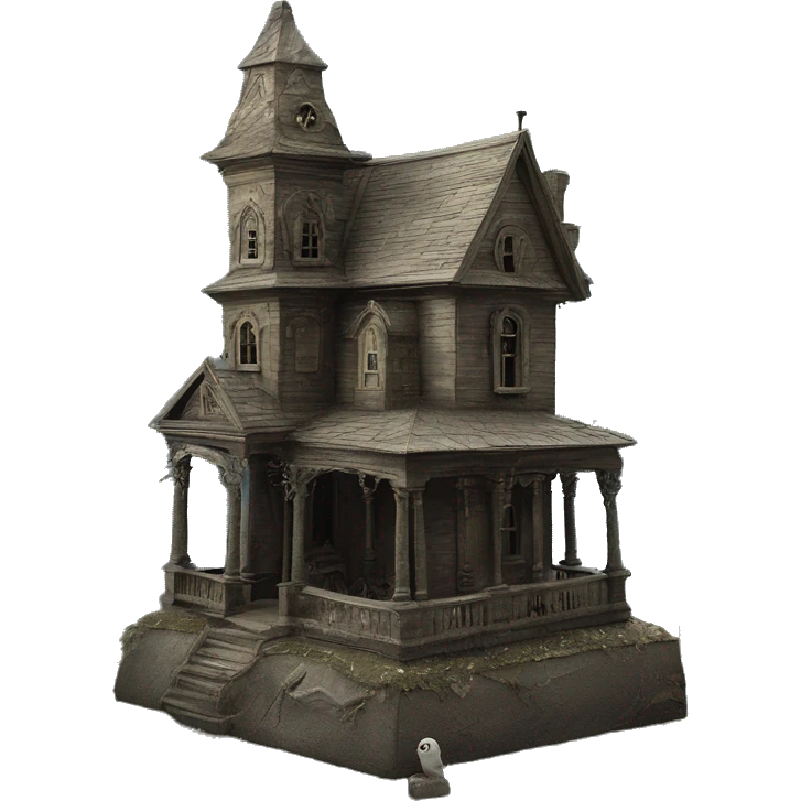 Haunting graveyard field Pre-Victorian ornate mansion birdhouse diorama  emoji